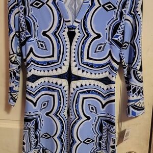 INC International Concepts Blue and Black Geometric Dress